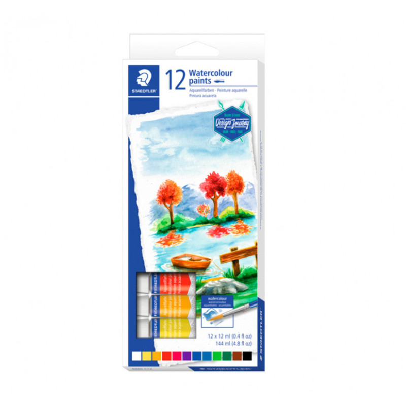 PINTURA WATERCOLOR ACUARELA STAEDTLER 12ML CAJA 12 COLORES 8880 C12 02 DESIGN JOURNEY