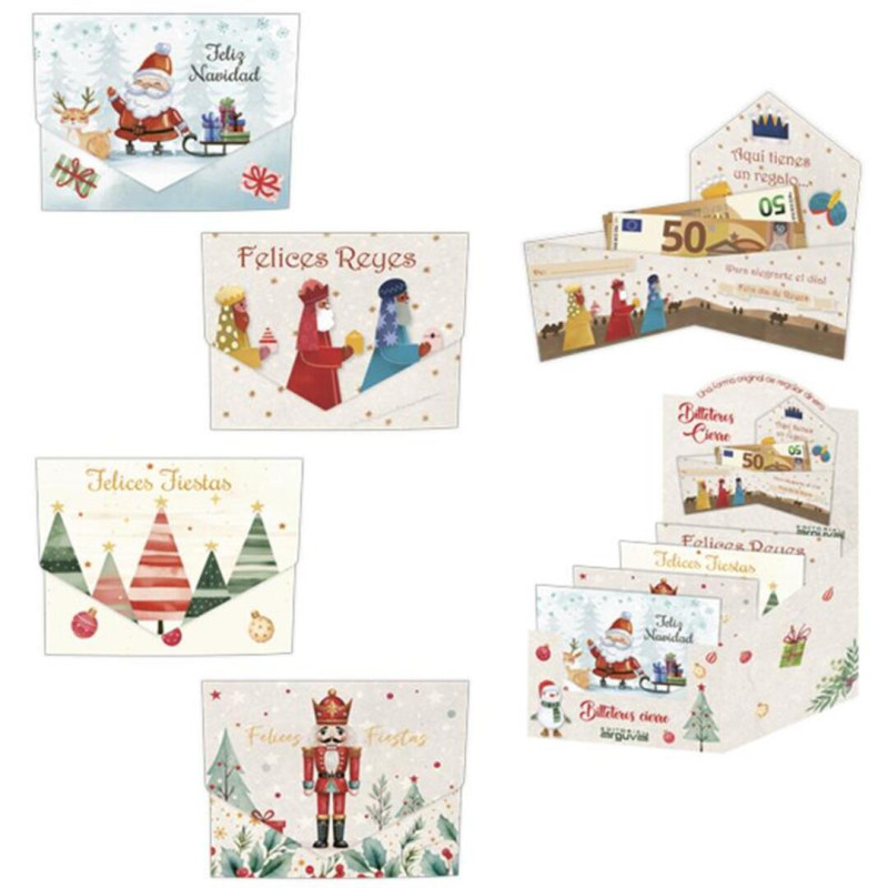 TARJETA FELICITACION ARGU BILLETERO NAVIDAD C/CIERRE C/48U 47378