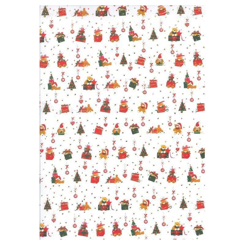 PAPEL REGALO 50*70 ARGU TURNOWSKY NAVIDAD OSITOS REGALOS PTE 10H 38762 ^