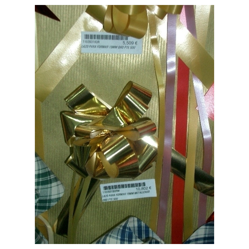 LAZO PARA FORMAR 19MM METALIZADO ORO PTE 50U