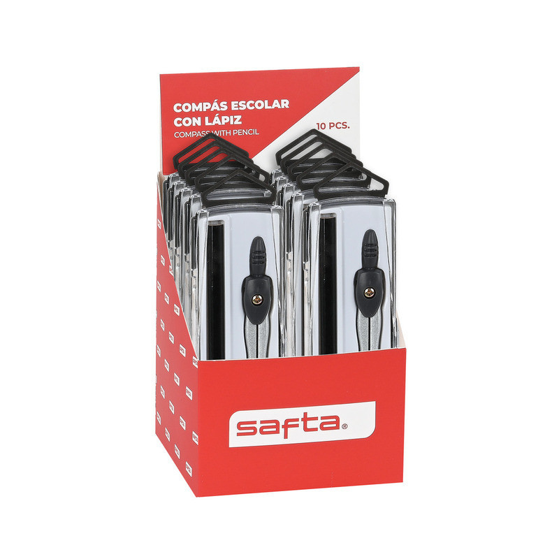 EXP. 10 PCS. COMPAS ESCOLAR CON LAPIZ SAFTA SAFTA25 ENERO 3422051061