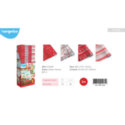 PAPEL REGALO ROLLO 0,70*2 EUROPRICE FABRICA DE PAPA NOEL PL4699 C/50U