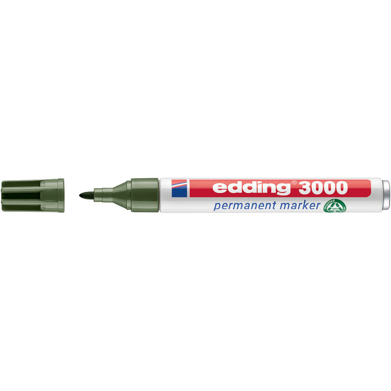 MARCD. PERMANENTE EDDING 3000 VERDE OLIVA PTA.CONICA 1,5-3MM