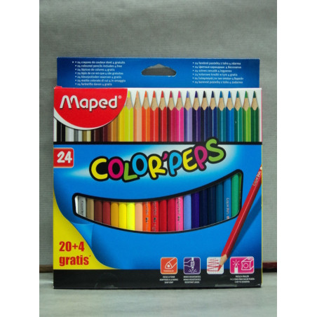 LAPIZ MAPED COLOR PEPS TRIANGULAR CARTON 24 COLORES 18322