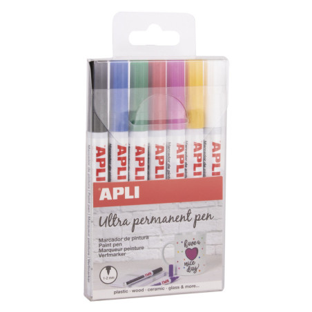 MARCD. APLI ULTRA PERMANENT PEN BLISTER 7 COLORES SURTIDOS PUNTA FINA 17694