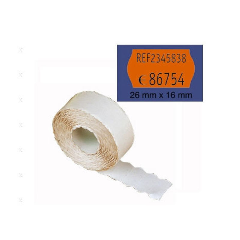 ETIQUETAS MAQ. PRYSE 26*16 CUADRADA NARANJA PERMANENTE