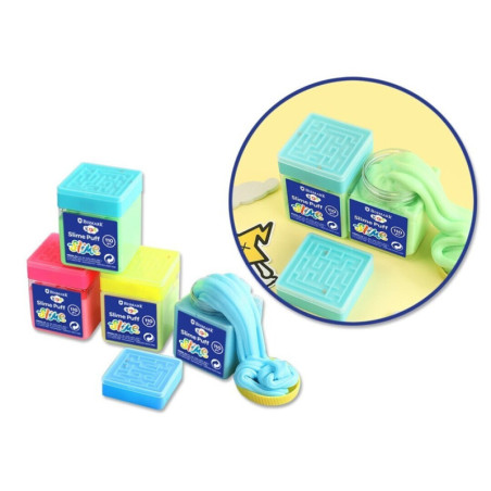 SLIME PUFF 110G COLORES SURTIDOS TAPA LABERINTO BOLAS 332456 POESSA UNIDAD