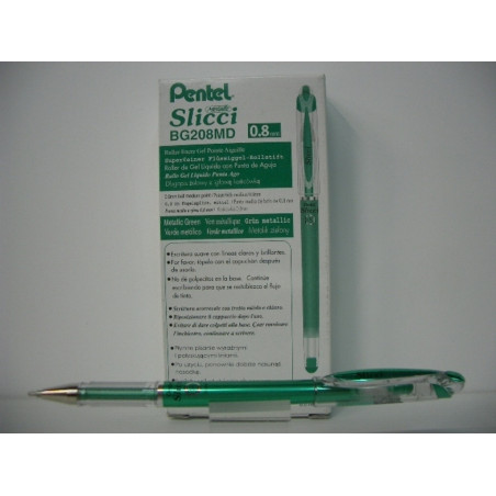 ROTULADOR PENTEL SLICCI ROLLER BG208 METALIC VERDE C/12U ^