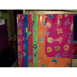 BOLSA CELOFAN DECORADO LETRAS 160*250MM AUTOADHESIVAS 100U ^