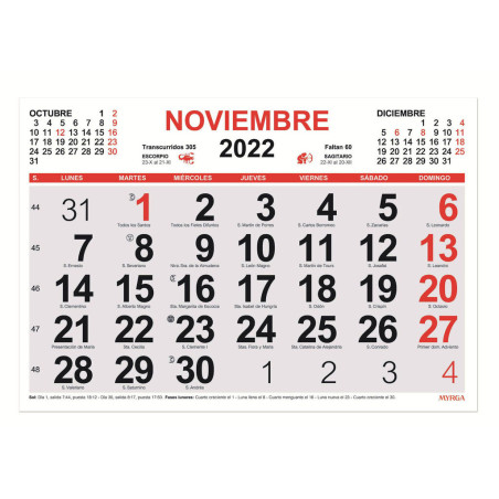 CALENDARIO MYRGA22 2022 30*21 MES VISTA 1597
