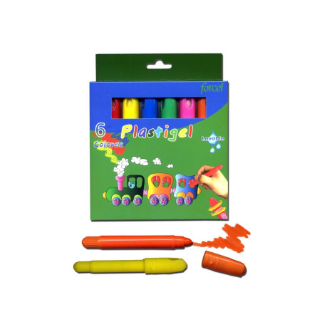 CERAS FORCEL LAVABLE  6 COLORES PLASTIGEL 4703 UNIDAD