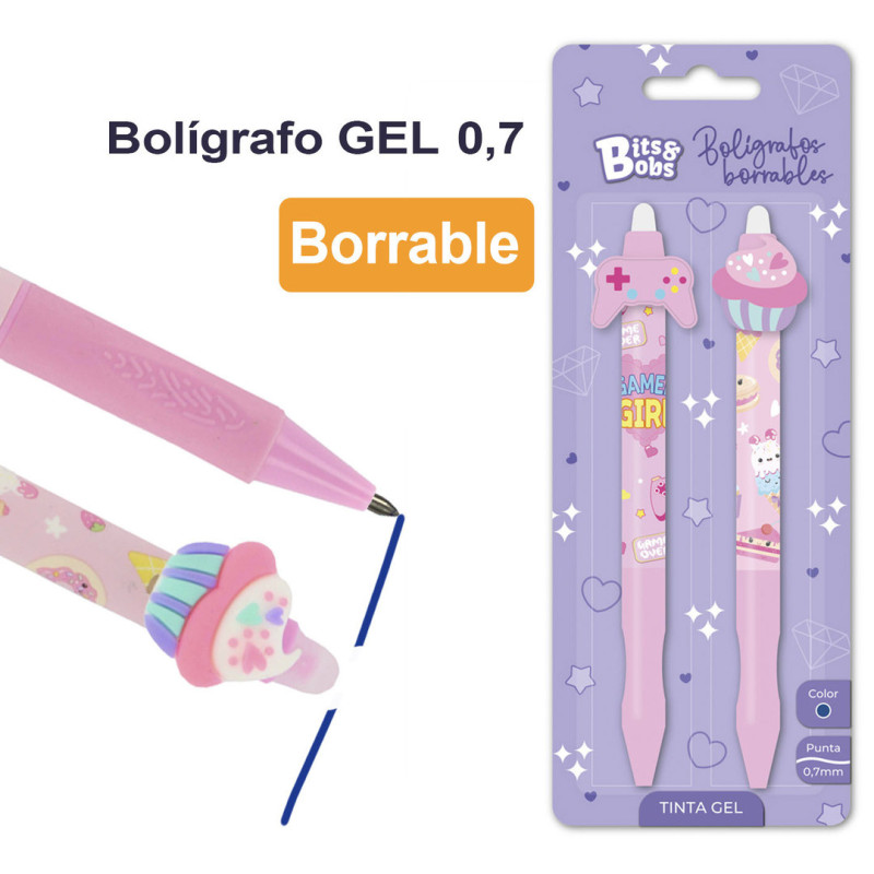 BOLIGRAFO BORRABLE BITS & BOBS TINTA GEL 30216499 BLISTER 2U GRAFOPLAS