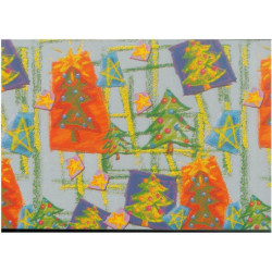 PAPEL REGALO ROLLO 62 SETIMPRES ESTUCADO NAVIDAD ARBOLES PLATA N4P