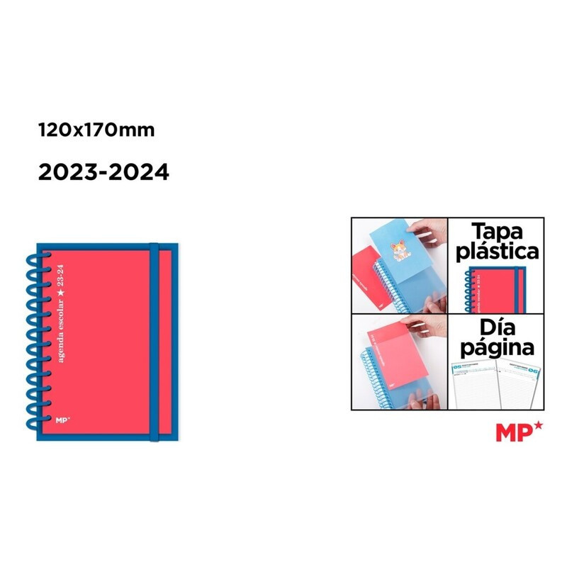AGENDA ESCOLAR 23/24 MP24 MAINPAPER TAPA PLASTICO 12*17 D/P PB2324-16