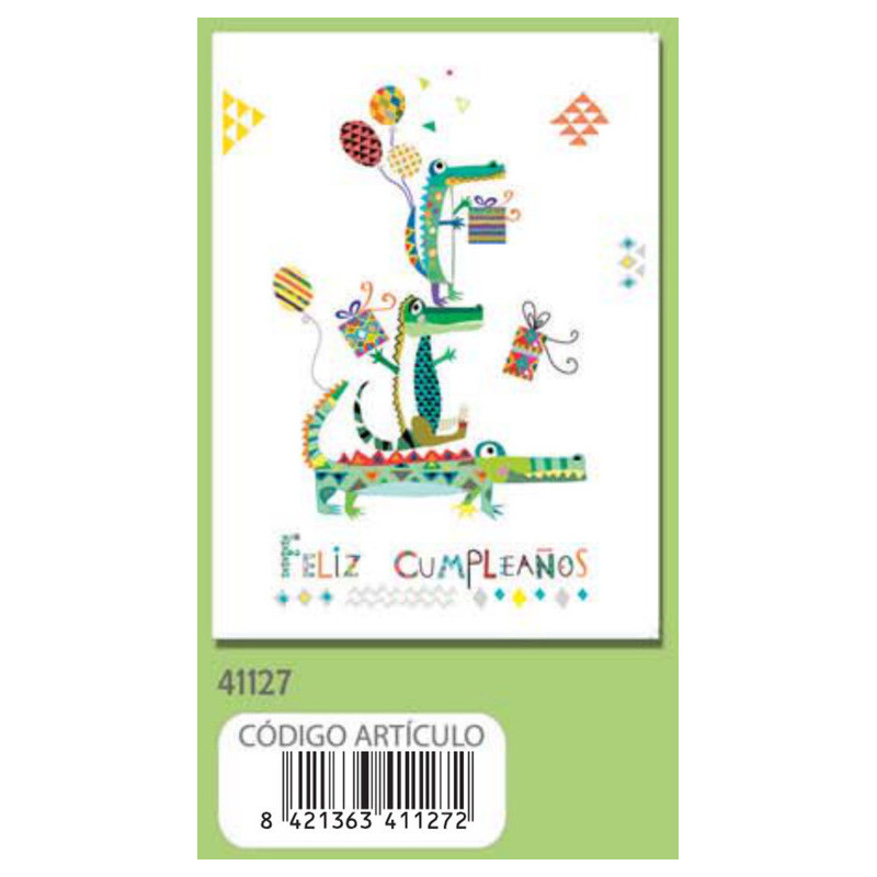 TARJETA FELICITACION ARGU TURNOWSKY COCODRILOS GLOBOS 41127 UNIDAD