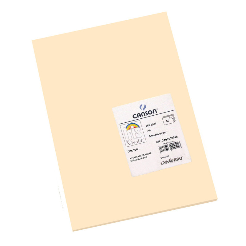 CARTULINA CANSON GUARRO IRIS A-4 CASCARA DE HUEVO 83 PTE 50U 400108016