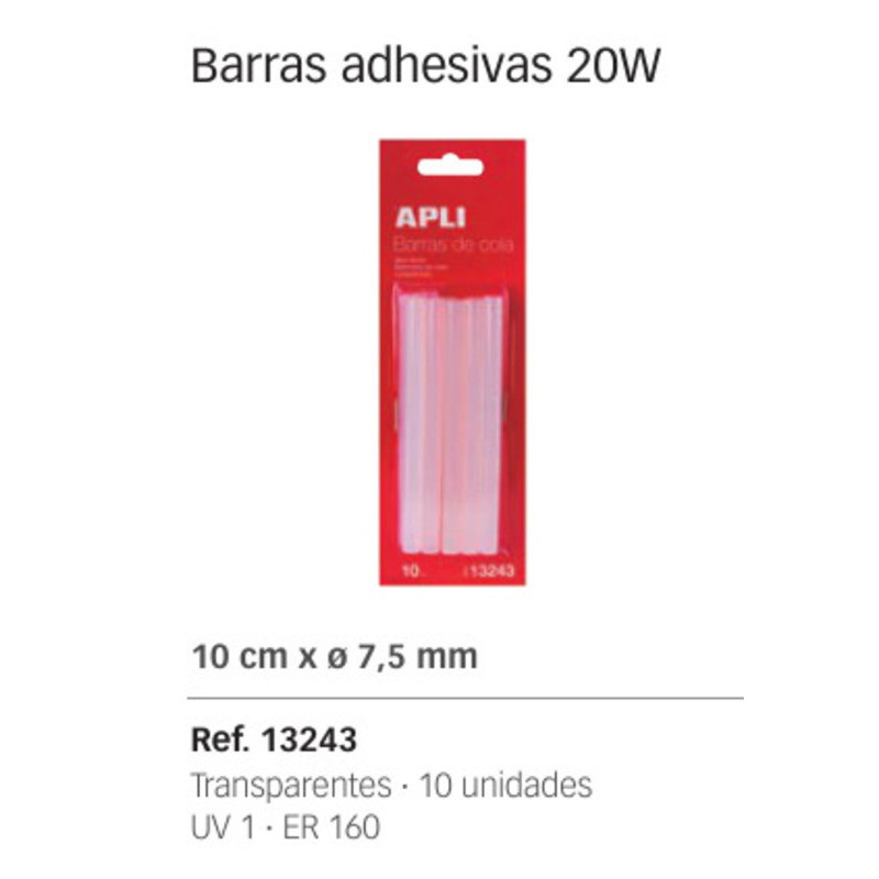 BARRAS SILICONA CALIENTE APLI BARRAS 7,4MM*100MM BLISTER 10U 13243