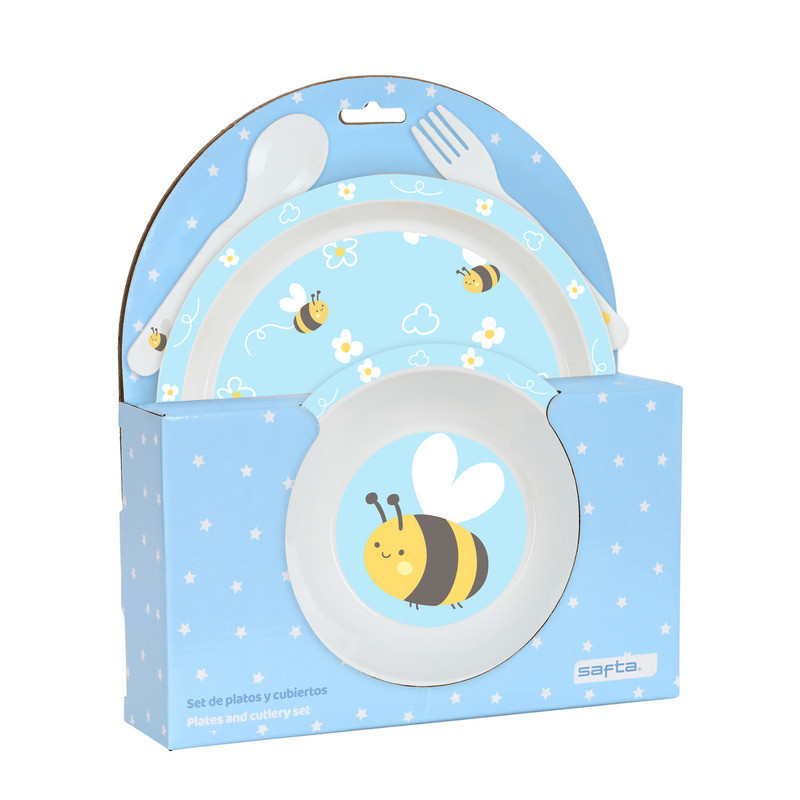 SET DE PLATOS Y CUBIERTOS PREESCOLAR "ABEJA" SAFTA22 VAC 342294933