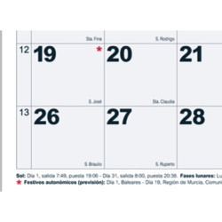 CALENDARIO MYRGA22 2022 43*31CM PARA ESCRIBIR PLANNING FALDILLA 1545