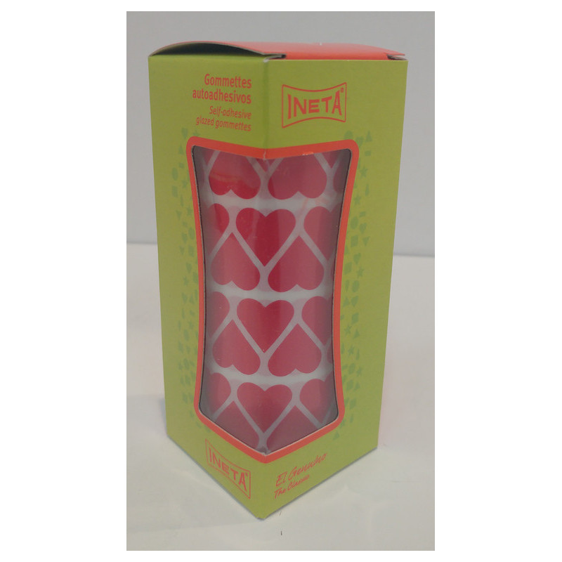 ETIQUETAS INETA GOMETS ROLLO CORAZONES Y LAGRIMAS 16/9MM ROJO 2061