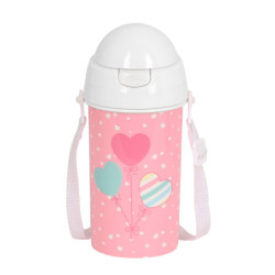 BOTELLA 500ML APERTURA AUTOM. CON PAJITA BLACKFIT8 "GLOBITOS" 342339899 SAFTA23 VAC