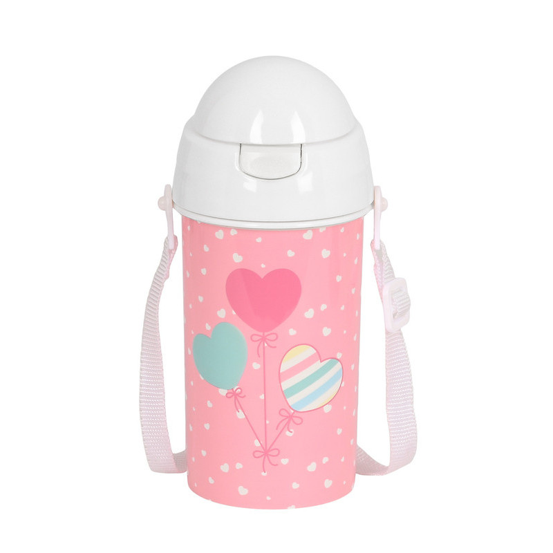 BOTELLA 500ML APERTURA AUTOM. CON PAJITA BLACKFIT8 "GLOBITOS" 342339899 SAFTA23 VAC