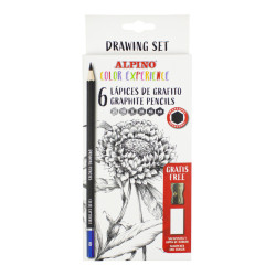 JUEGO DIBUJO 6 LAPIZ DE GRAFITO ALPINO COLOR EXPERIENCE + SACAPUNTAS Y BORRADOR JU000050