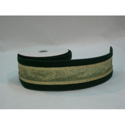 CINTA REGALO TERCIOPELO VERDE ORO 60MM 10YD 62513111 ^