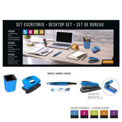 JUEGO OFICINA SENFORT19 SOHO 4 PIEZAS COLOR AZUL 20881