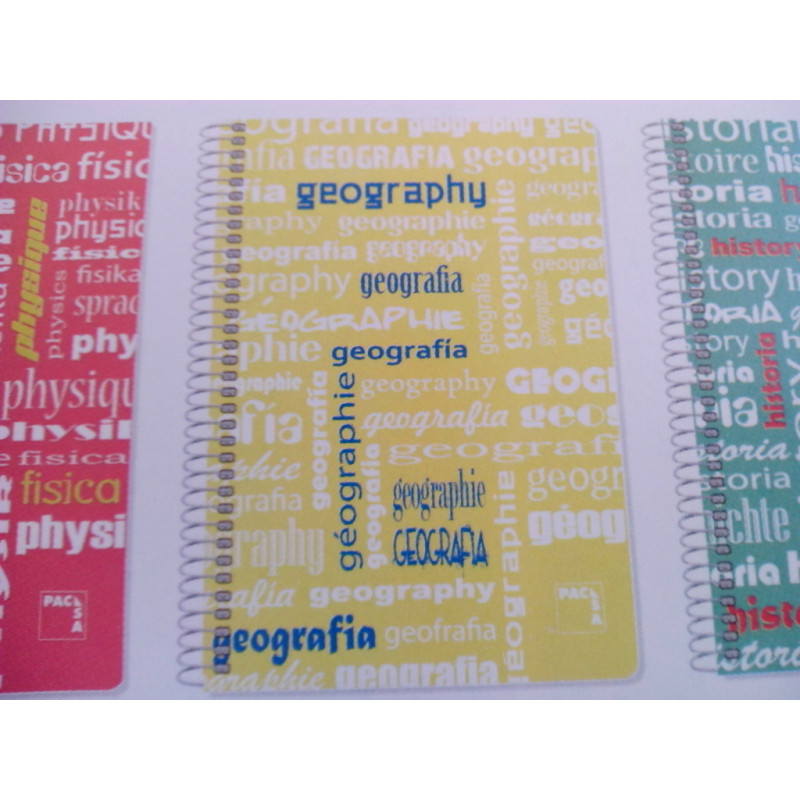 CUADERNO T PP FOLIO 80H PACSA PLASTIPAC 90G CUADROS 4*4 GEOGRAFIA 16527 ^