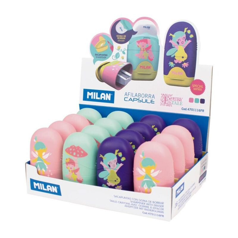 SACAPUNTAS MILAN AFILA BORRA CAPSULE OVAL FAIRY TALE C/16U 4701116FR