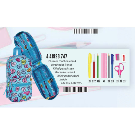 PORTATODO MOCHILA C/4 PORTATODOS LLENOS SAFTA SWEET HEART BLUE 441928747 SAFTA20 ENERO