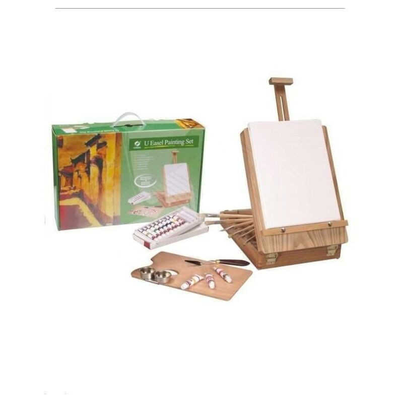 MALETIN PINTURA CABALLETE MCH C/LIENZO OLEO 12 TUBOS COMPLETO A19316