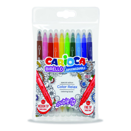 ROTULADOR CARIOCA BIRELLO DOBLE PUNTA 10 COLORES 41428