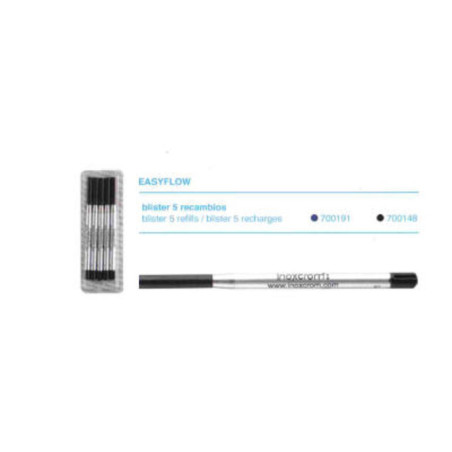 RECAMBIO BOLIGRAFO INOXCROM IN-IN EASYFLOW METAL NEGRO C/5U