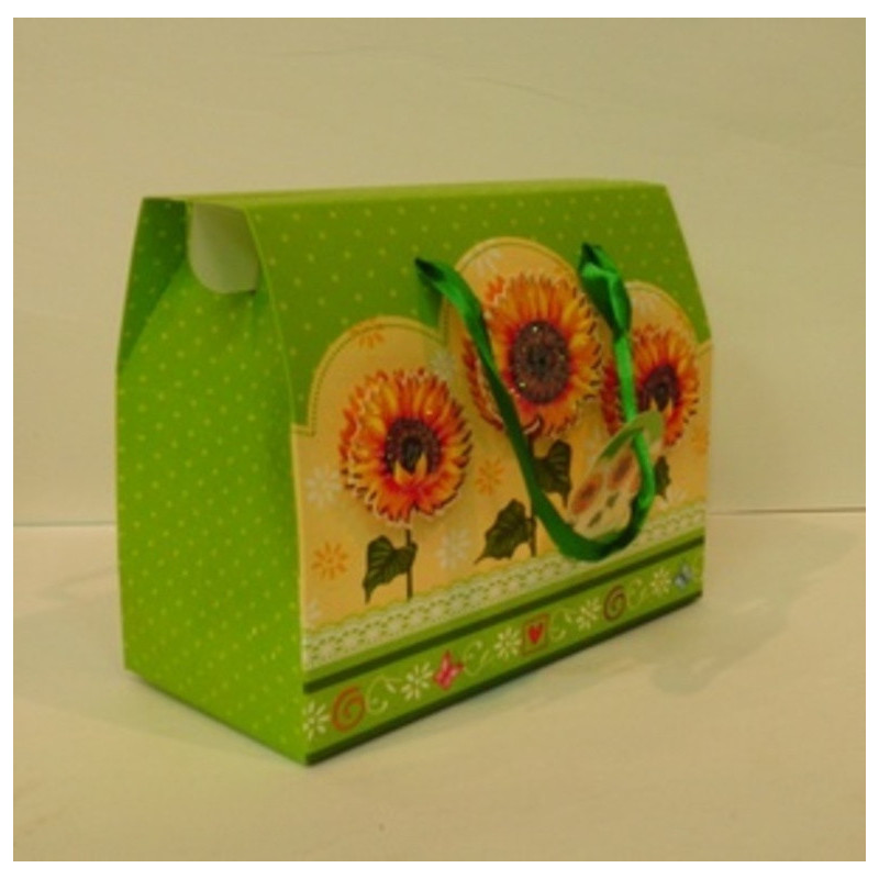 CAJA REGALO BOLSA PAPEL ARGU GIRASOLES PURPURINA C/ASAS 37314 ^
