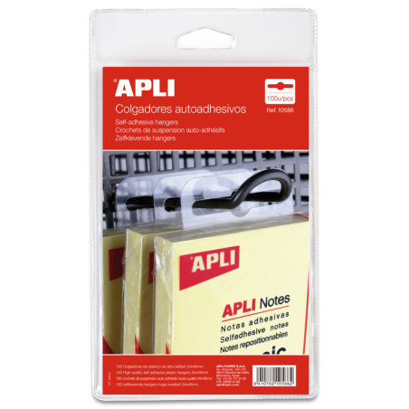 COLGADORES ADHESIVOS APLI EUROHOLE PLAST. TRANS. PTE 100U 10586