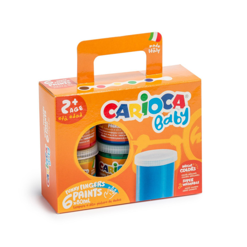 PINTURA DEDOS CARIOCA SURTIDA 6 COLORES 80ML KO032