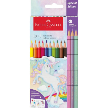 LAPIZ FABER-CASTELL 10+3 COLORES CAJA CARTON UNICORNIO 111219