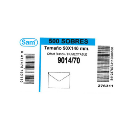 SOBRE SAM MINIMO NORMALIZADO 90*140 9014/70 C/500U