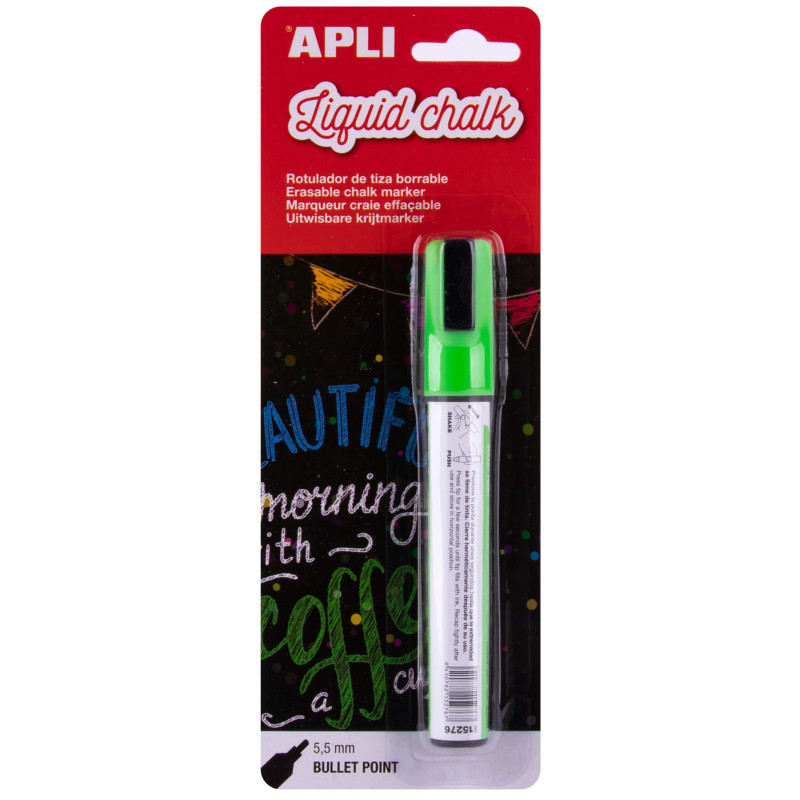 MARCD. TIZA LIQUIDA PTA.REDONDA 5,5MM VERDE LIQUID CHALK APLI