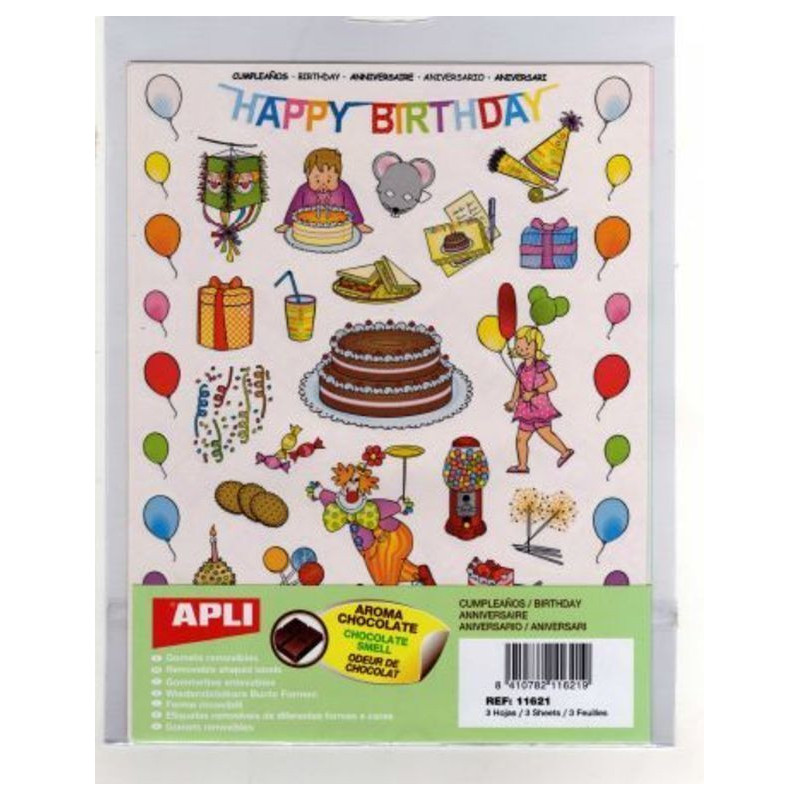 ETIQUETAS APLI GOMETS CUMPLEAÑOS 3H REF.11621 ^