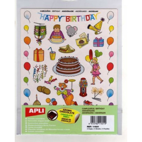 ETIQUETAS APLI GOMETS CUMPLEAÑOS 3H REF.11621 ^