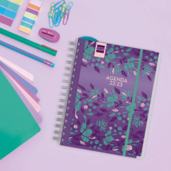 AGENDA ESPIRAL DOCENTE ESCOLAR FINOCAM22 MAGISTRAL PERSONALIZABLE FLORAL 1/4 SVH 22-23+ 4º - 155X212
