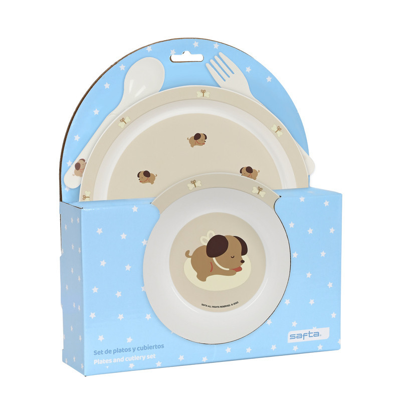 SET DE PLATOS Y CUBIERTOS SAFTA PREESCOLAR "PUPPY" 342389933 SAFTA23 VAC