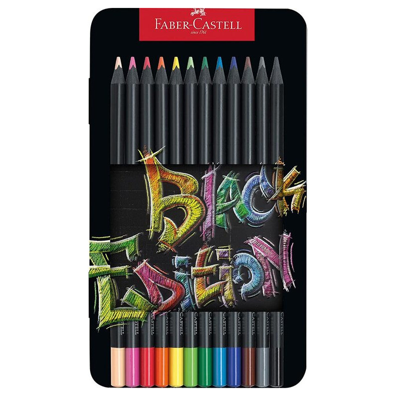 LAPIZ FABER-CASTEL BLACK EDITION 12 COLORES ESTUCHE METAL 116413