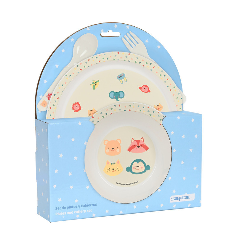 SET DE PLATOS Y CUBIERTOS SAFTA PREESCOLAR "CABECITAS" 342391933 SAFTA23 VAC