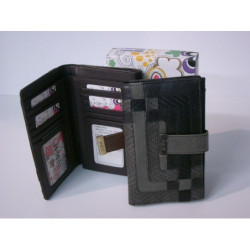 MONEDERO BILLETERO FERCHI TRENZADO PVC SEÑORA LARGO NEGRO 8940 ^