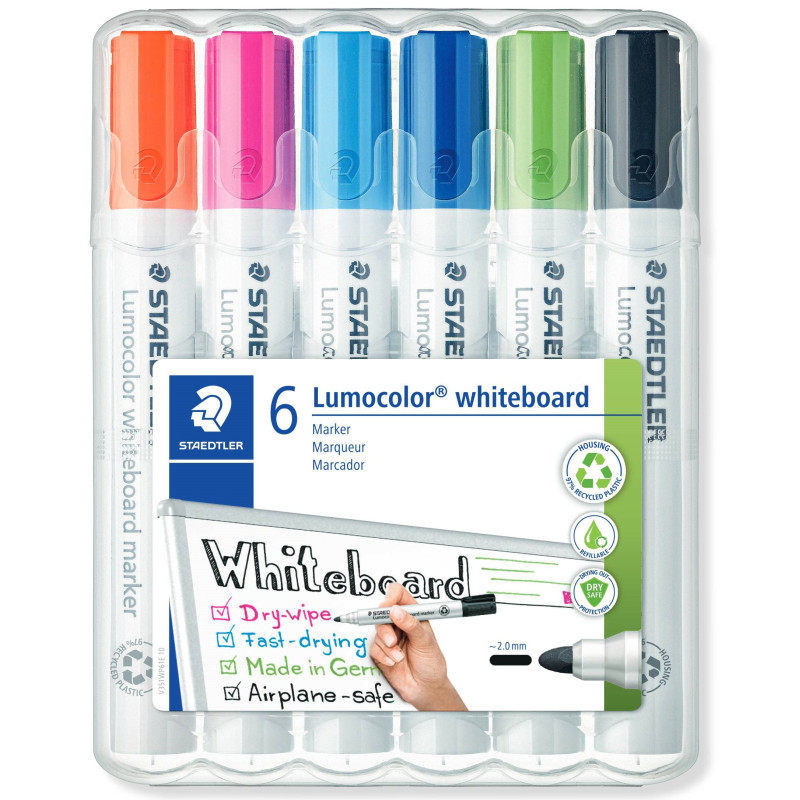 MARCD. PIZARRA caja 6UDS. COLORES 4/20/30/3/53/9  LUMOCOLOR 351 STAEDTLER