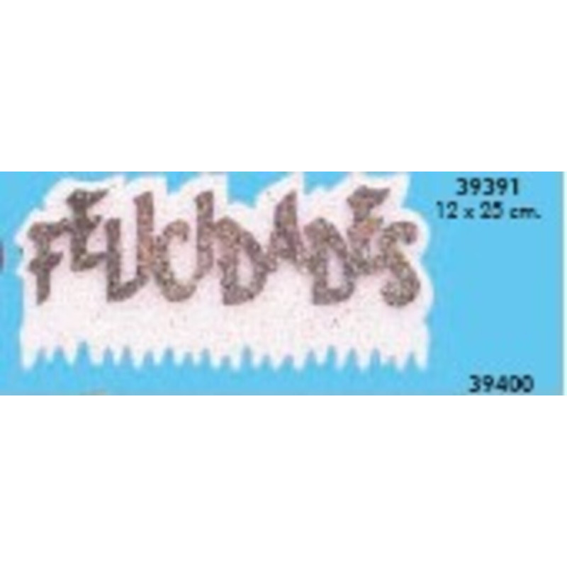 LETRERO POREX PAN FELICIDADES BLANCO PLATA 12*25 39391 ^